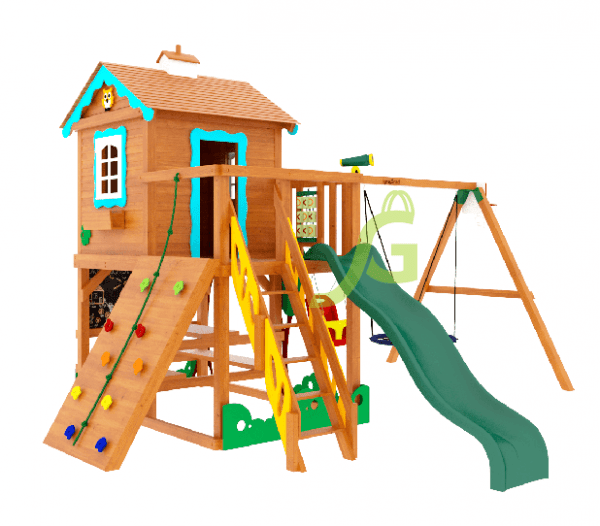 Детская площадка с домиком и горкой Домик 2 Совёнок